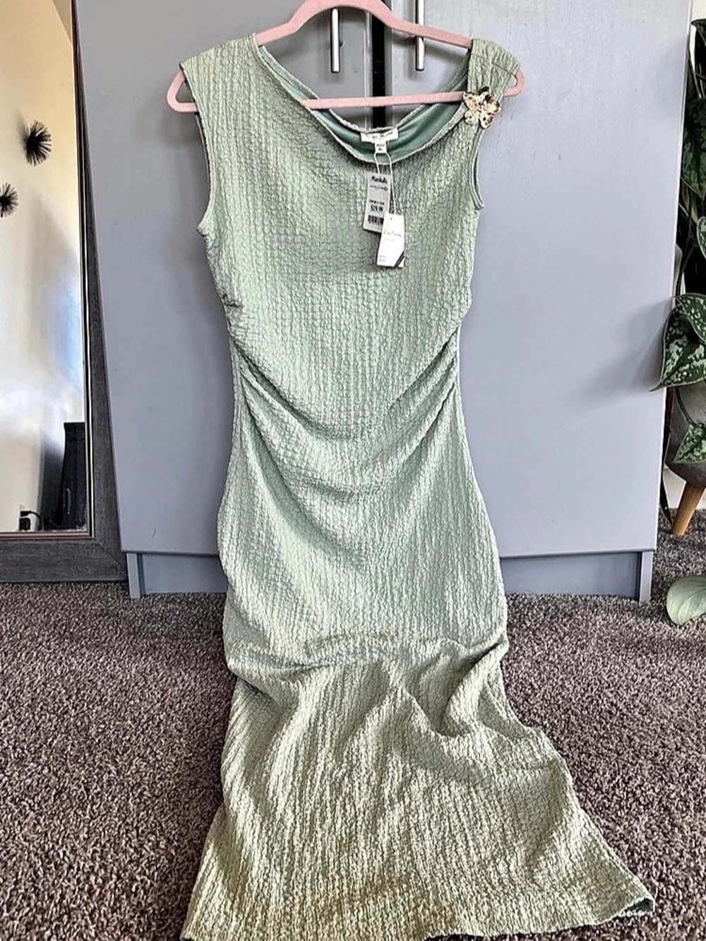 Textured Maxi Dress in Green Size XL NWT